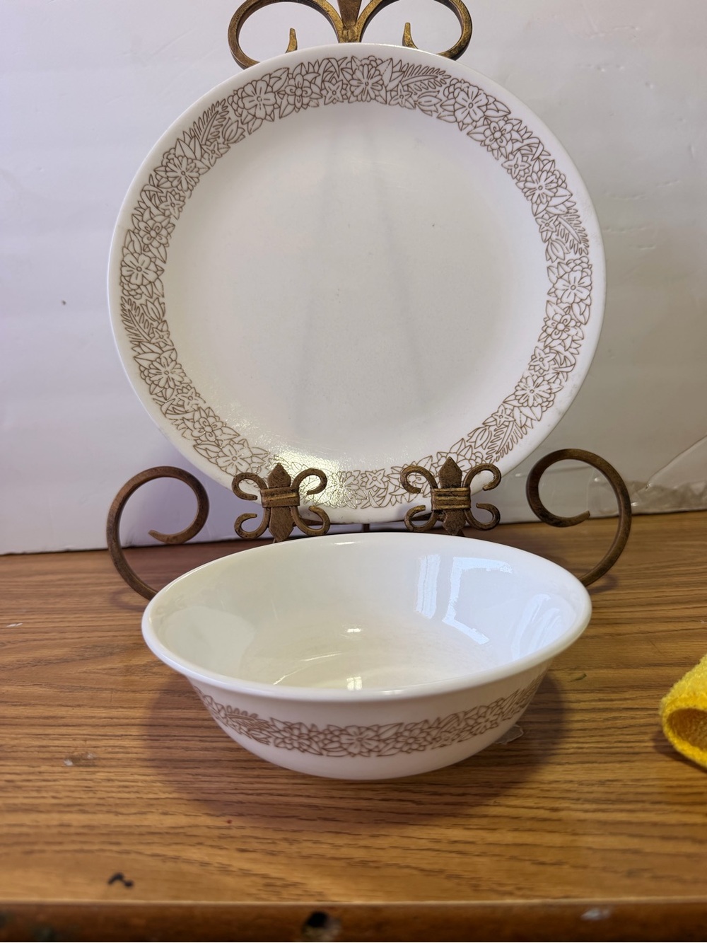 2 Corelle Woodland plates Vintage and retired 1- dinner and 1-Bowl plate